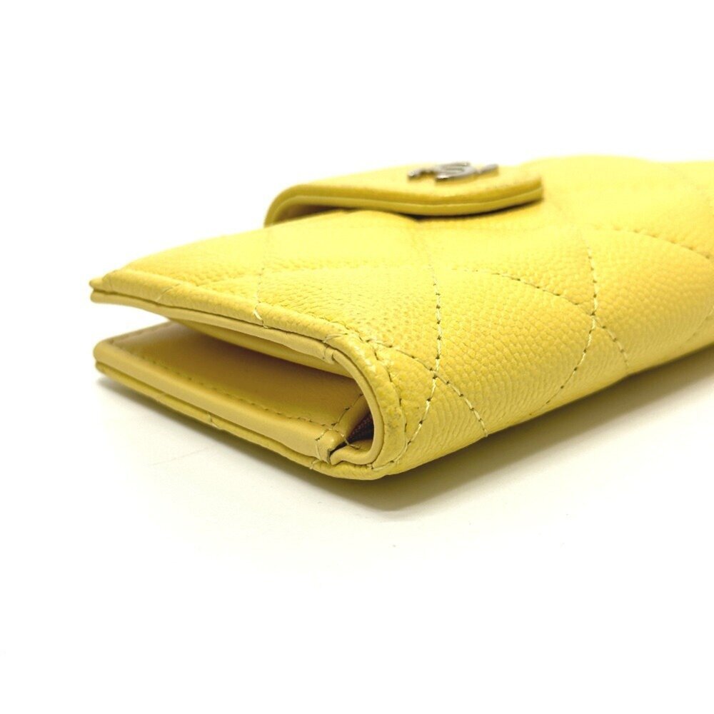 CHANEL Authentic Yellow Caviar Leather Logo Wallet - Picture 5 of 16